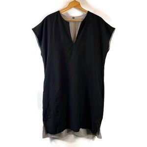 Beta Brand Womens Tunic Dress Size XL Gray Black Reversible With Pockets V-Neck